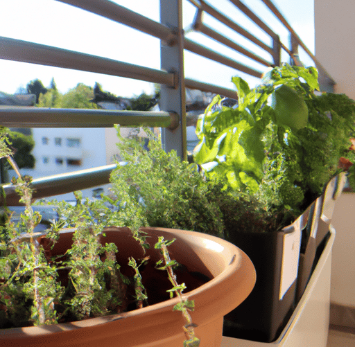 Herbes aromatiques sur un balcon